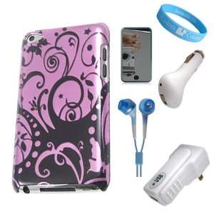  Snap On Purple Swirl Pattern Back Cover for iPod Touch 4G 