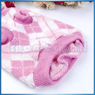 Dog Puppy Pet Knit Turtleneck Sweater Clothing Pink M  