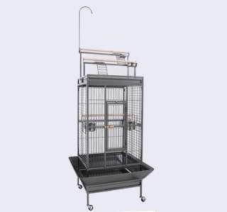 Large Parrot Macaws Play Top Bird Cage W/2 Ladders and Toy Hook Black