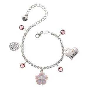   Purple Flower Love & Luck Charm Bracelet with Light Rose Jewelry