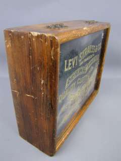 Vintage 1974 LEVI STRAUSS Wood Glassics Jewelry Box  