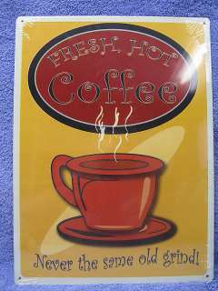 Hot Coffee Tin Metal Sign Decor Coffee Shop  