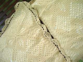 Pair Hand Crochet Diamond Shape Cotton Pillowcases C  