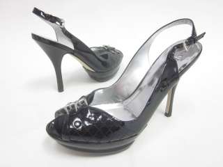 GUESS Black Patent Leather Peep Toe Pumps Size 9  