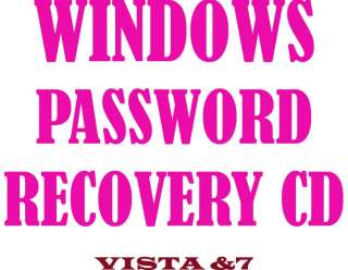 Windows 7 Vista Password Recovery Admin Login Reset CD  