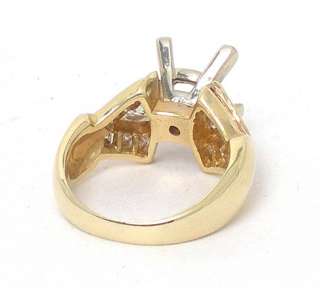 IMPRESSIVE 14K GOLD & DIAMONDS SOLITAIRE MOUNTING RING  