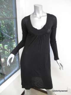 James Perse Black Long Sleeve Scoop Neck Dress 2  
