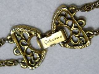 Vintage GOLDETTE Topaz Glass Swivel Pendant Necklace  