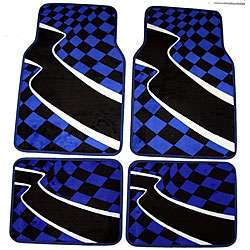   Checkered Flag Front and Rear Carpet Car Floor Mats  