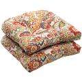 Outdoor Multicolored Floral Wicker Seat Cushions (Set of 2 