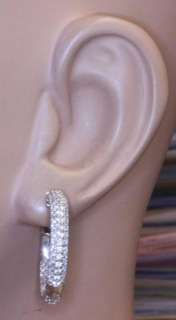   Sterling silver cz cubic zirconia hoop huggie in out earrings 7.7g new
