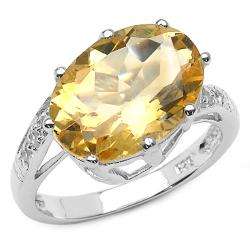 Sterling Silver Oval cut Citrine and White Topaz Ring  