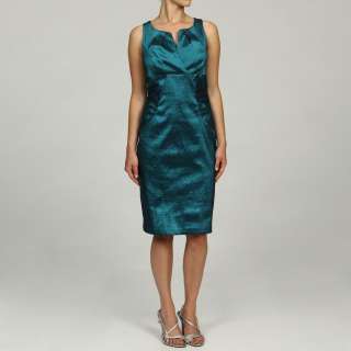 London Times Womens Teal Sleeveless Side Ruched Dress  