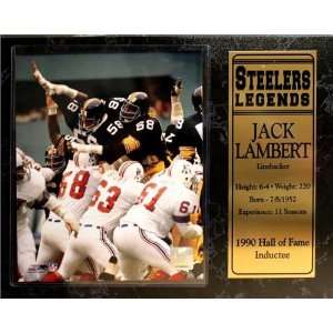   Select 520 FBPIT58 Pittsburgh Steelers Jack Lambert 12X15 Stat Plaque
