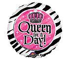 Queen for a Day Zebra Stripe Print 18 Balloon Mylar Birthday Party 