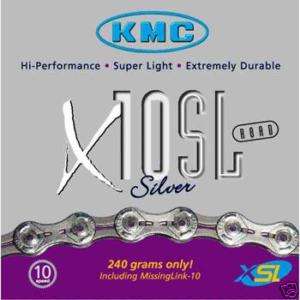 KMC X10SL 10 Speed Chain 240gm SILVER Campagnolo SRAM  