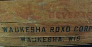 VINTAGE ROXO BEVERAGES WOODEN SODA BOX 24   12 OZ. WAUKESHA WISCONSIN 
