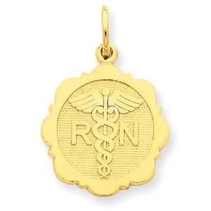 Registered Nurse Disc Charm in 14k Yellow Gold