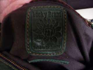 LUCKY BRAND Green Leather Gimme Shelter Tote Handbag Purse Soft 