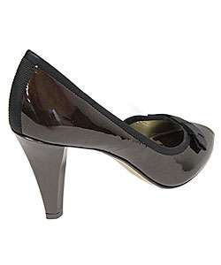 Anne Klein Womens Patent Leather Peep Toe Pumps  