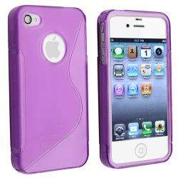   Dark Purple S Shape TPU Skin Case for Apple iPhone 4  