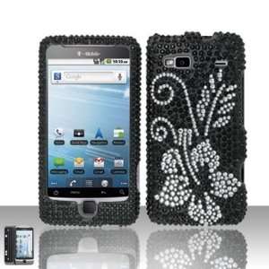  HTC T Mobile G2 , Black with White Flower Diamond Case 