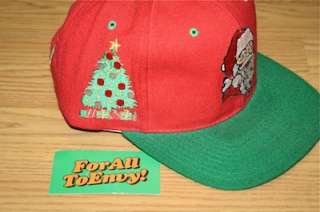 Vintage SANTA CLAUS blockhead snapback hat cap NWT Christmas Tree RARE 