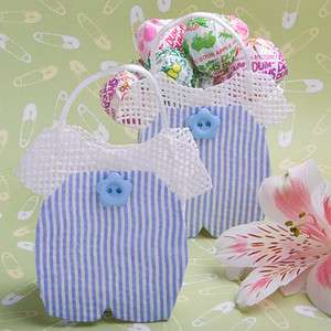 60) Mesh Blue Baby Jumper Favor Candy Bag Shower 1st Birthday Clothes 