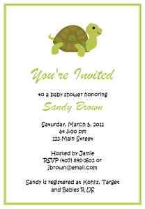 GREEN TURTLE BABY SHOWER INVITATIONS  