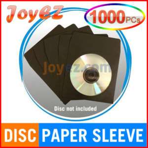 1000 Black CD DVD Paper Sleeve Envelope w/ Window Flap  
