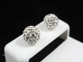   Sterling Silver Swarovski Crystal Ball Bead Stud Earring New  