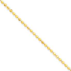 14K Gold Diamond Cut Ball / Beaded Chain Necklace w/ Lobster Clasp 