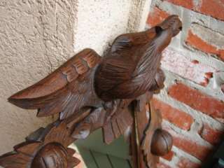   Antique Carved Wood Black Forest Wall Shelf Mirror EAGLE BIRD Sconce