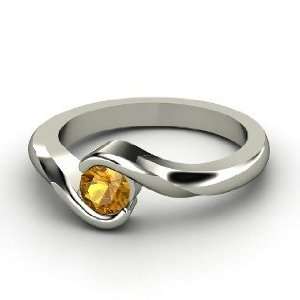  Embrace Ring, Round Citrine 14K White Gold Ring Jewelry