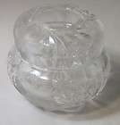 Vintage Clear Glass Floral Etch Carved Hair Catcher VanityBowl Heavy 