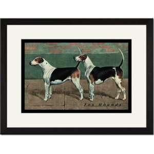    Black Framed/Matted Print 17x23, Two Fox Hounds