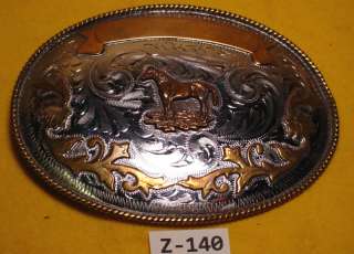 HUGE Vintage Standing Quarter Horse Cowboy Belt Buckle  