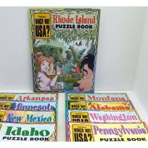 Highlights WHICH WAY USA Set of 9 Puzzle Books. Arkansas, Alabama 