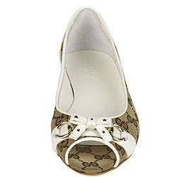   Lifford Beige and White Peep toe Ballet Flats  