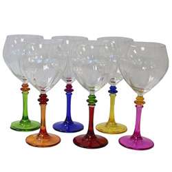 Festivo Multicolor Italian Wine Glasses (Set of 6)  