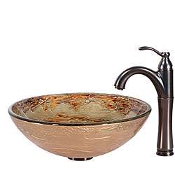   Glass Vessel Sink and Riviera Faucet Oil Rubbed Bronze  