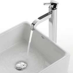 Kraus White Square Sink and Ramus Bathroom Faucet  