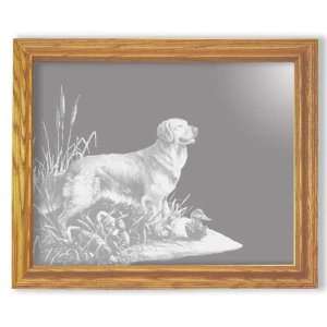 Etched Mirror Golden Retriever Dog Art Rectangle 