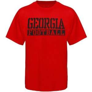  NCAA Georgia Bulldogs Red Stencil Football T Shirt Sports 