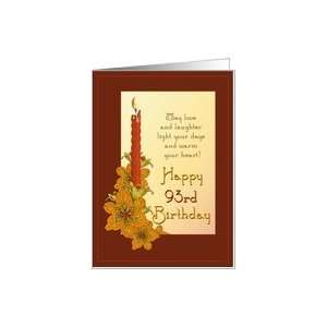 Happy 93rd Birthday Tiger Lily and Red Candle Card Toys & Games