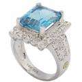 De Buman 18k Gold and Silver Blue Topaz and Cubic Zirconia Ring Today 