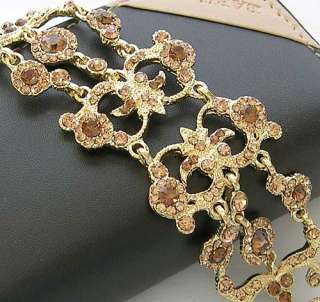b5 Topaz Brown Gold Swarovski Crystal Victorian style Bracelet
