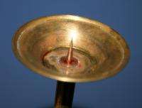 Vintage European Brass Candlestick Candle Holder With Cross  