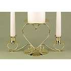 Brass Triple Heart Wedding Unity Candle Holder Stand