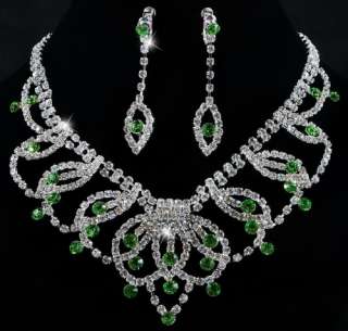 Exquisite Wedding Bridal Necklace Earring Jewelry 1Set Czech 